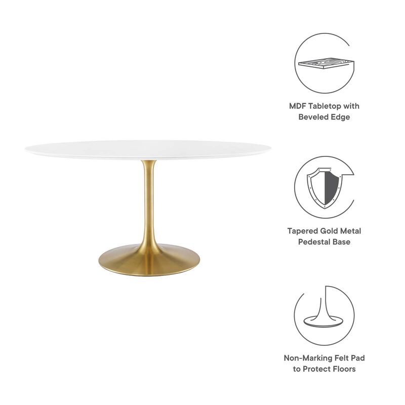 Modway - Lippa 60" Oval Wood Dining Table Gold White