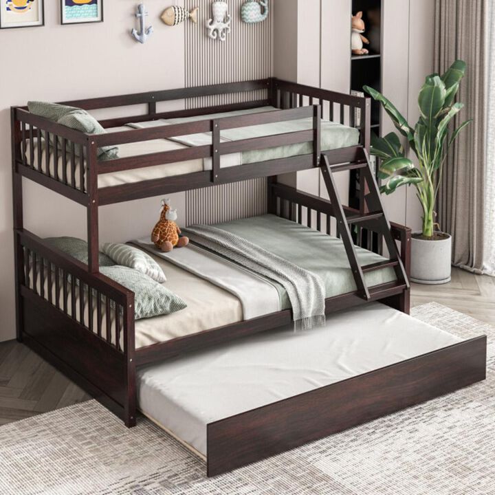 Hivvago Twin Over Full Convertible Bunk Bed with Twin Trundle