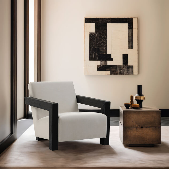 Meridian Furniture Ward Cream Linen Textured Fabric Accent Chair