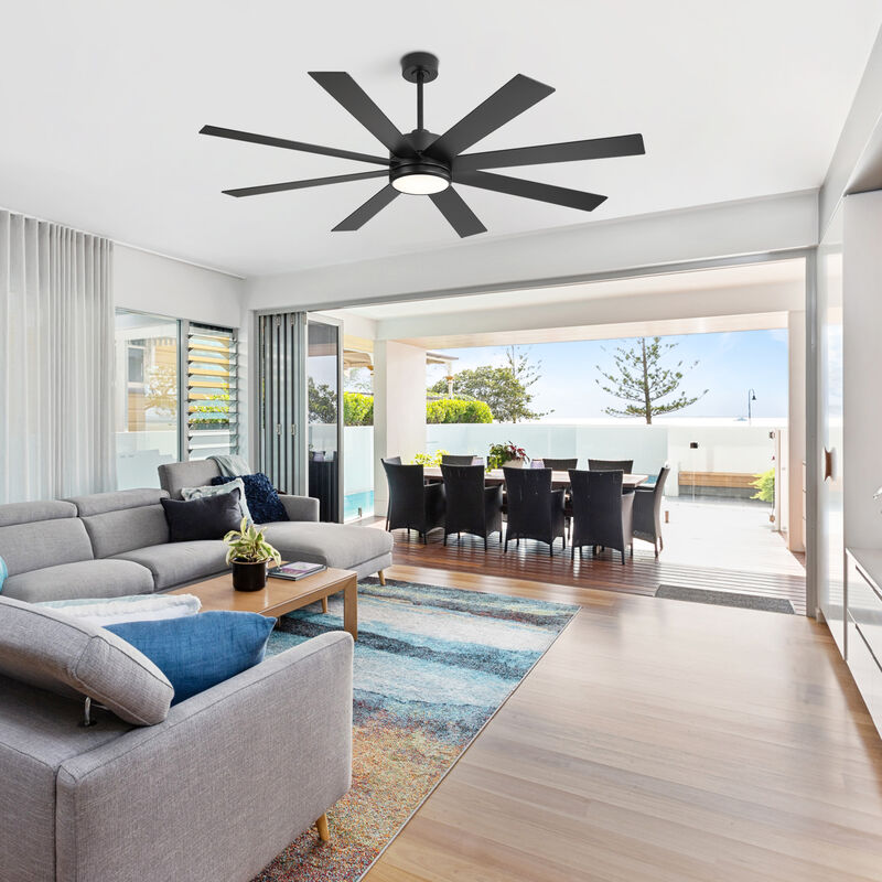 Breezary 65-inch Black Ceiling Fan with LED Light Remote and Downrod(8-Blade) image number 9