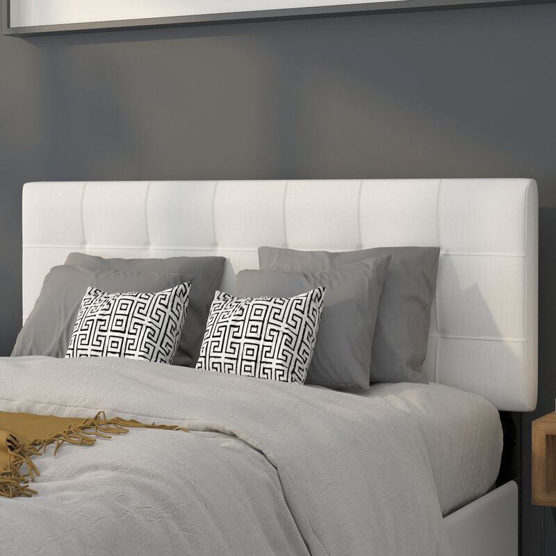 Flash Furniture Tufted Upholstered Full Size Headboard in White Fabric image number 5
