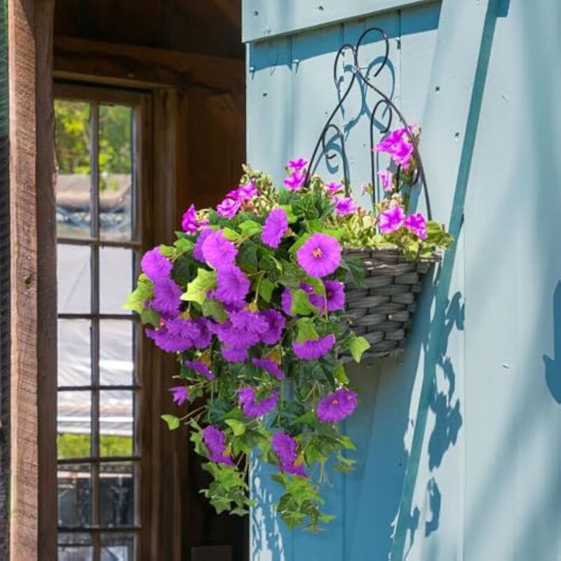 2 Piece Fuchsia Artificial Hanging Flowers UV Resistant Outdoor Garden Porch image number 3