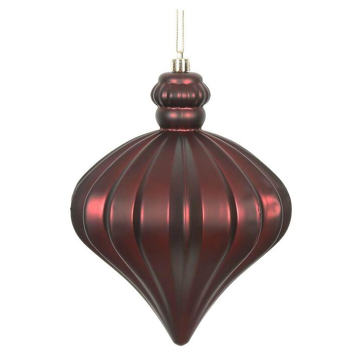Vickerman 478639-6 Burgundy Matte Onion Drop Christmas Tree Ornament (4 pack) (N175865D)