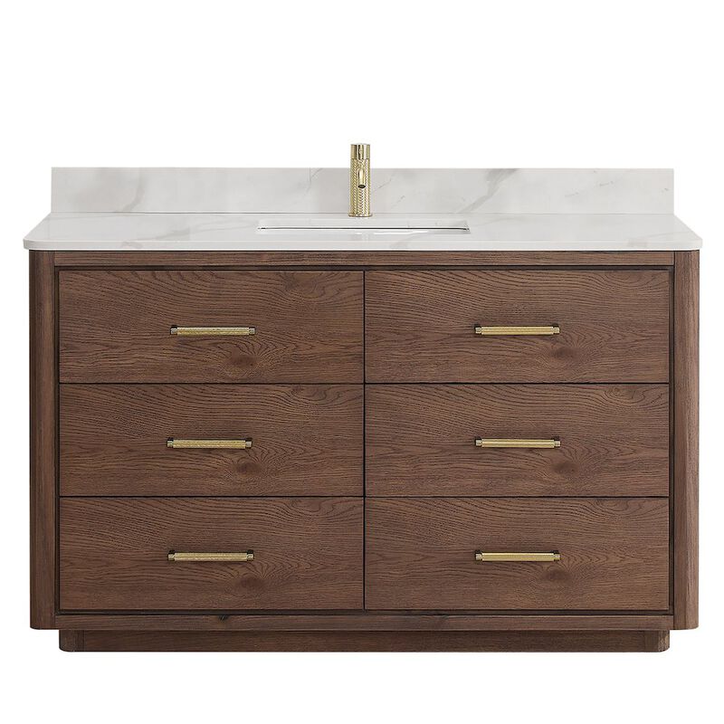 Vinnova Design Porto 55 Free-standing Single Bath Vanity in Aged Dark Brown Oak