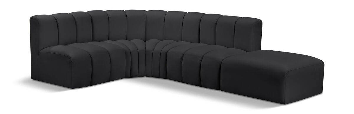 Meridian Furniture Arc Black Vegan Leather Modular Sofa
