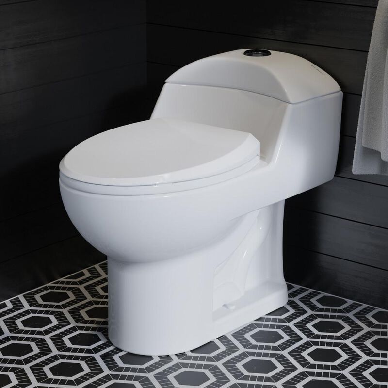 Swiss Madison Chateau One Piece Elongated Toilet Dual Flush, Black Hardware 1.1/1.6 gpf. image number 4