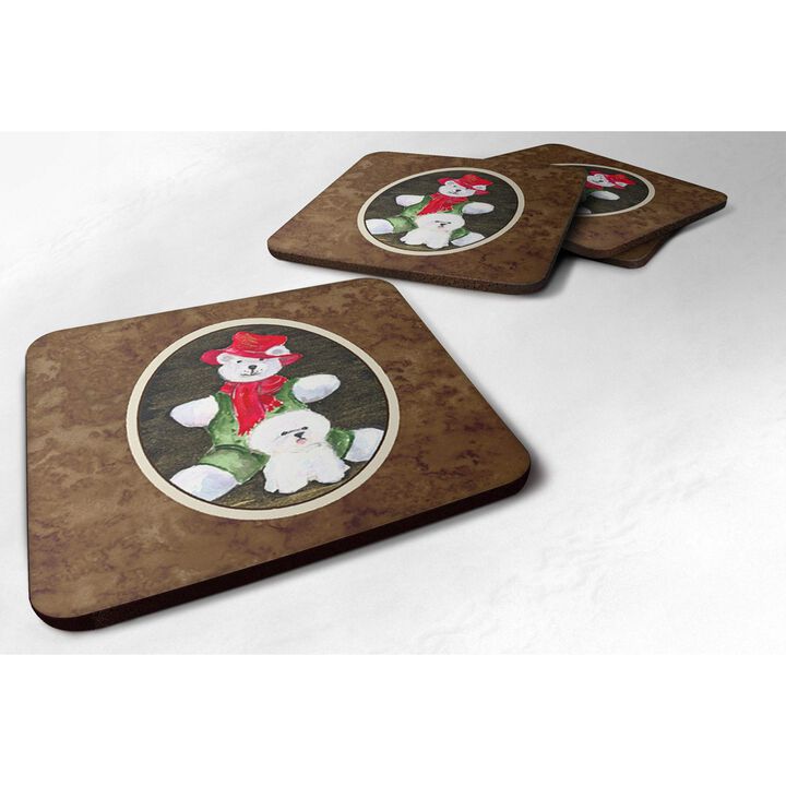 Caroline's Treasures SS8948FC Bichon Frise Foam Coasters (Set of 4), 3.5 H x 3.5 W, Multicolor