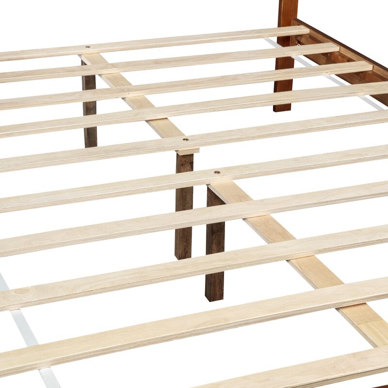 Pine Wood Farmhouse Platform Bed with Adjustable-Height Headboard image number 7