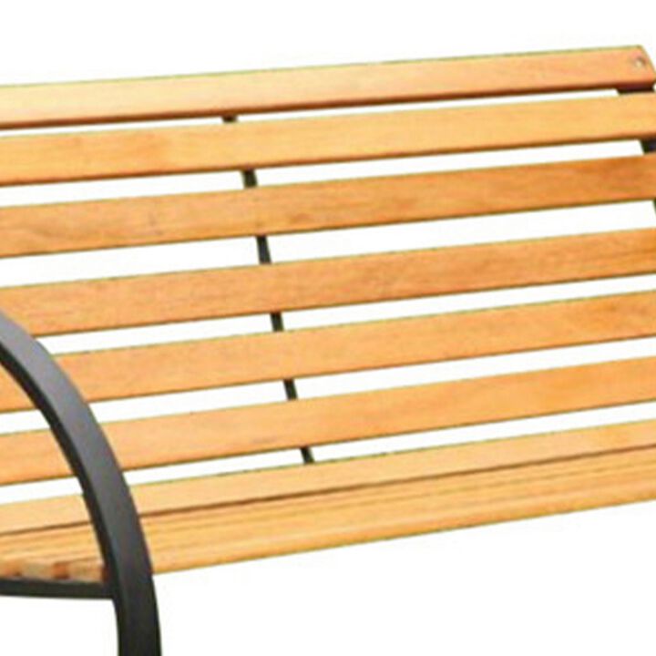 Dumas Transitional Style Patio Bench, Natural Oak- Benzara