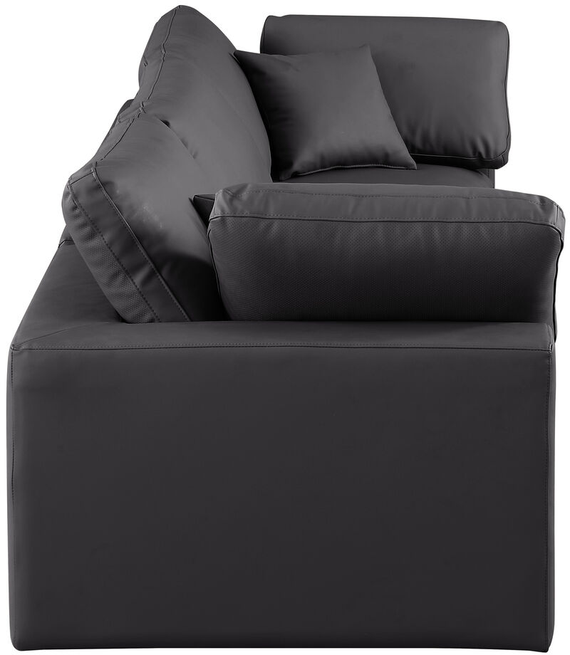 Meridian Furniture Comfy Black Vegan Leather Modular Sofa image number 4