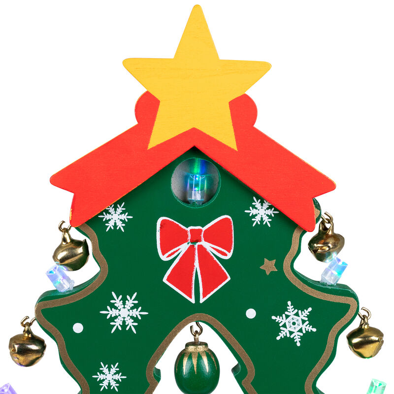 11.25" Red and Green Christmas Tree Cut-Out with Miniature Ornaments Tabletop Decoration image number 7
