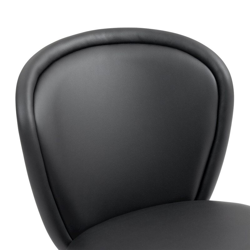 Glamour Home Set of 2 Bexter Black Faux Leather Dining Chair with Walnut Wood Legs