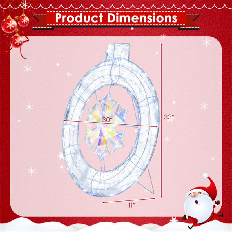 Snowflake Wreath with LED Lights for Christmas Front Door Decoration image number 2