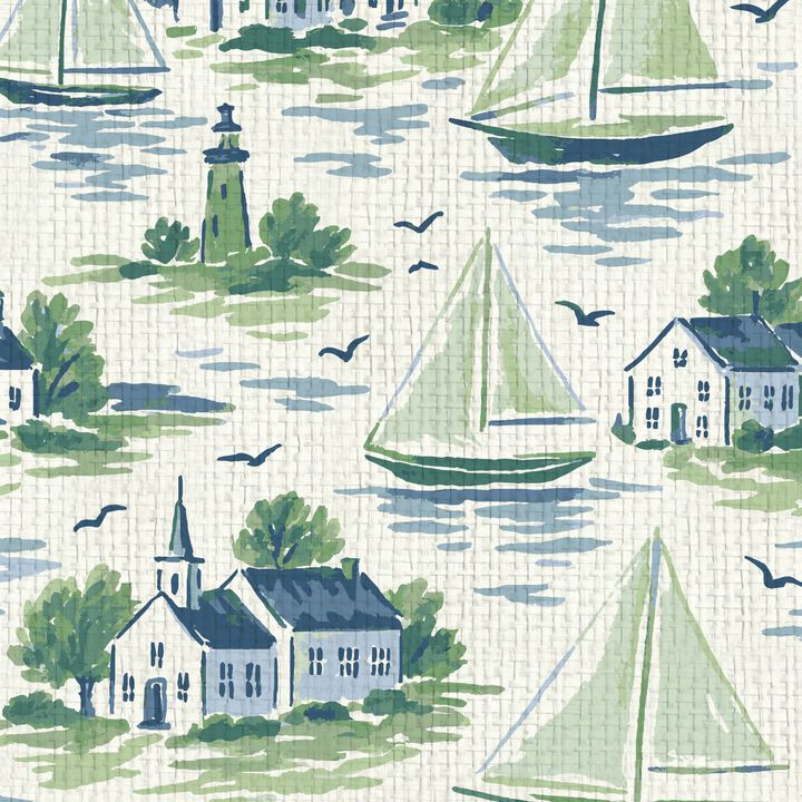 Harbor Heritage Sailboat Wallpaper - Basketweave