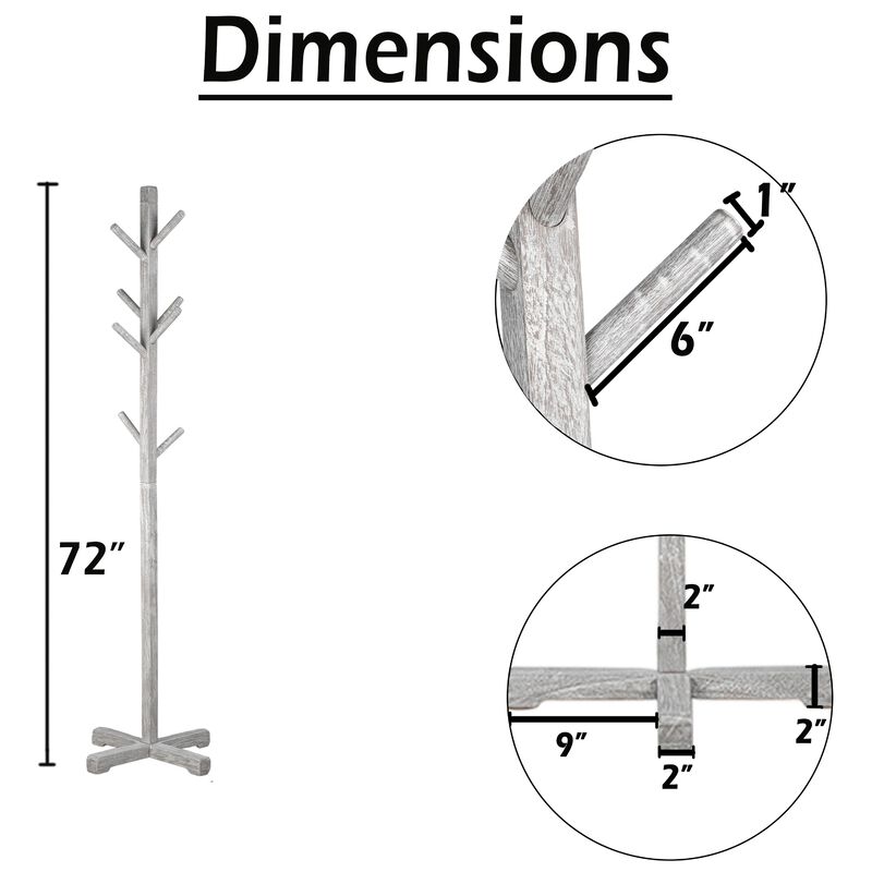 Hiya Freestanding Hat, Coat Rack, 8 Branch Hooks, Teakwood image number 4