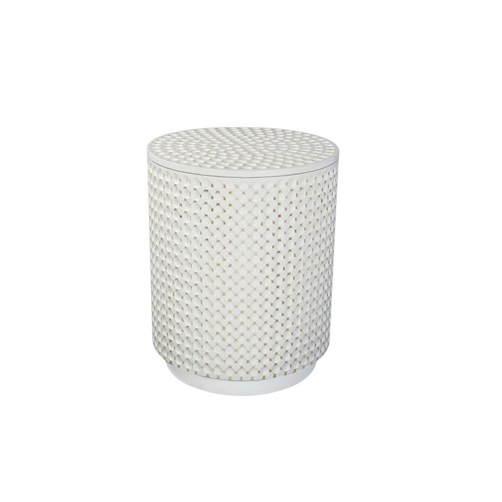 Carolina Chair & Table Dimple Round Accent Table - Whitewash
