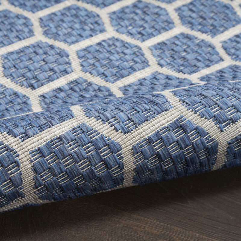 HomeRoots 9' X 12' Blue And Beige Geometric Indoor Outdoor Area Rug image number 3