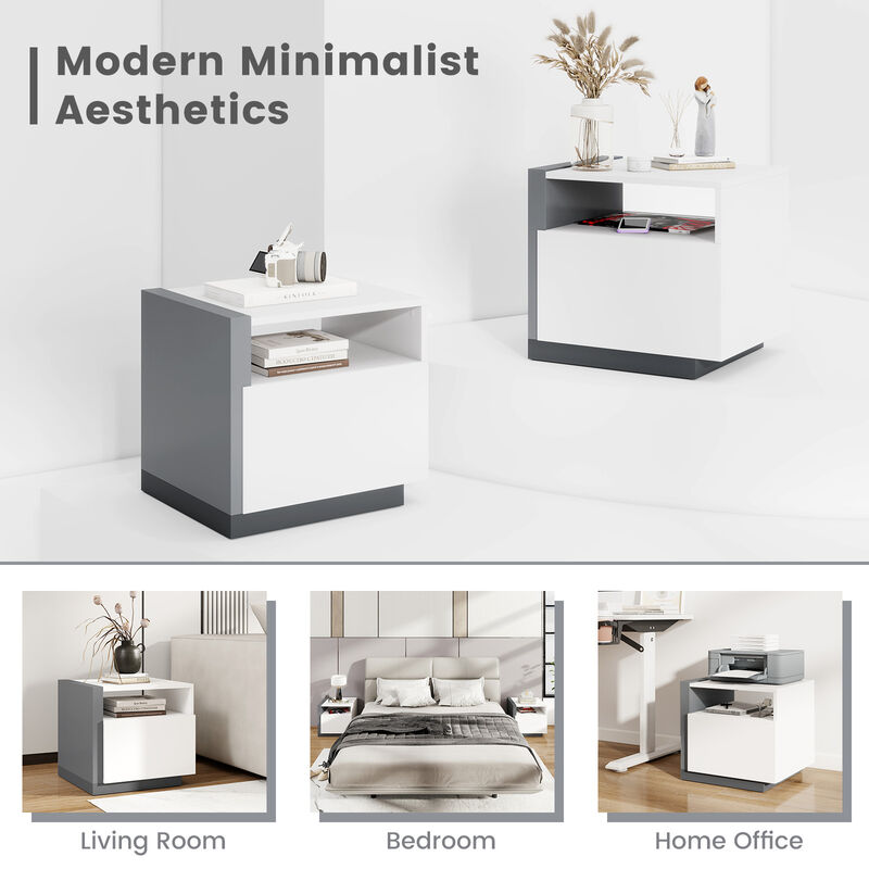 Modern Bedroom Nightstand with Functional Drawer and Minimalist Style