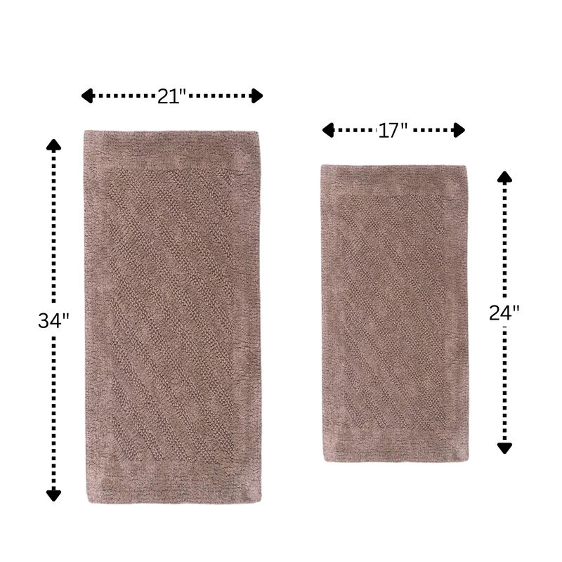 Knightsbridge Shooting Star 220 GSF Reversible Bath Rug Set - 2- Piece - 17x24 and 21x34", Stone