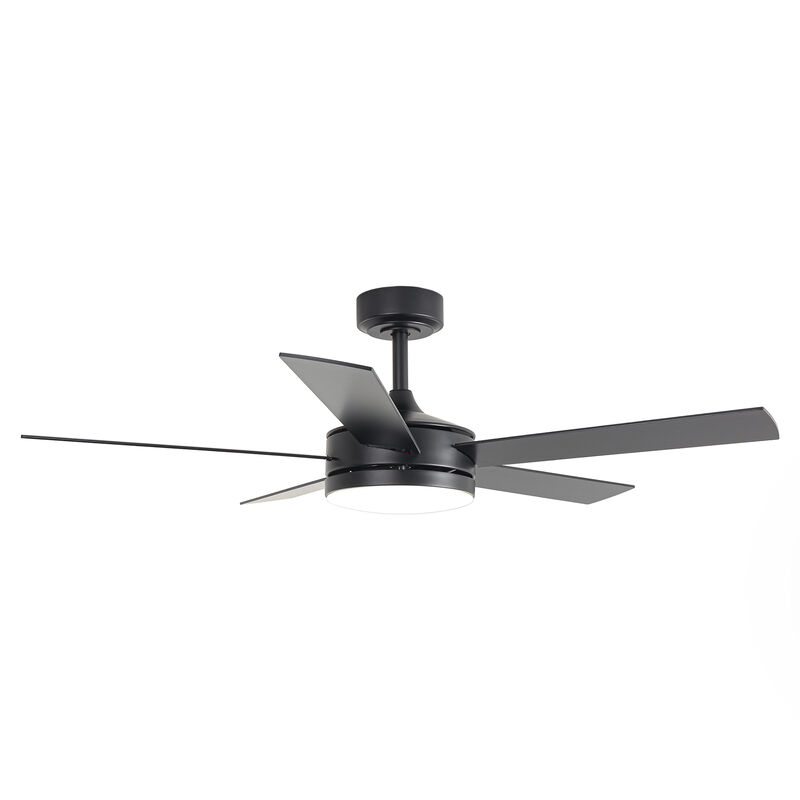 48 in. Smart Matte Black Integrated LED Ceiling Fan with APP Control and Remote