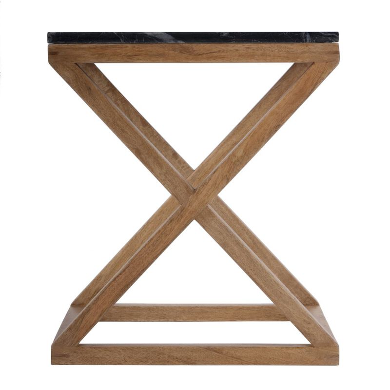 Butler Specialty Braylon 17.75 in. W Square Marble & Wood X Base End Table, Black