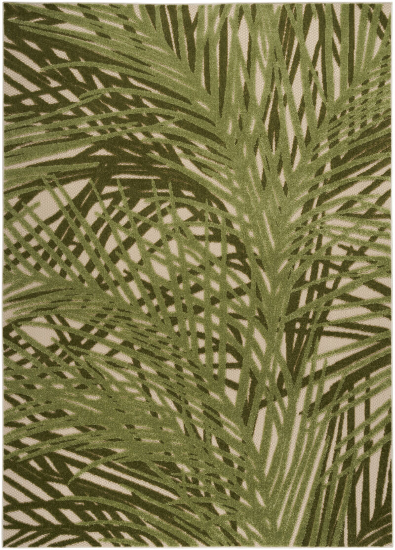 HomeRoots 4' X 6' Ivory And Green Palm Leaf Indoor Outdoor Area Rug image number 0