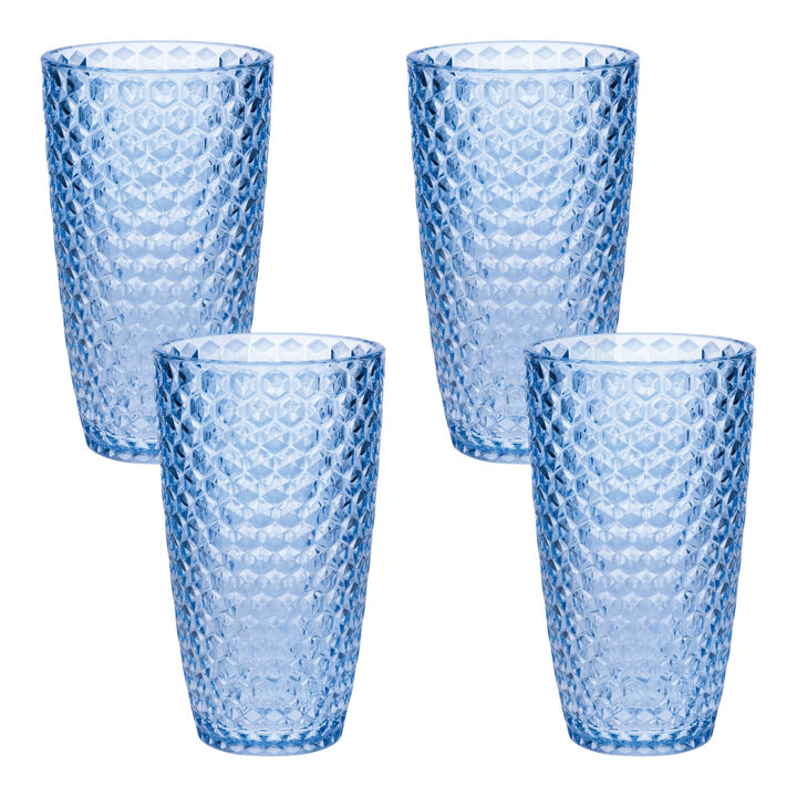 Acrylic Tall Highball Glass Set – Set of 4 Reusable Drinkware for Home, Bar, and Outdoor Use