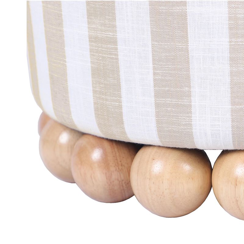 Tov Furniture Dex Pouf en lin ray&eacute; Beige image number 6