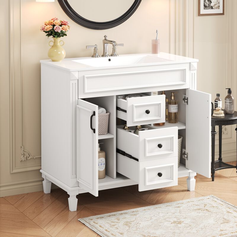 36 in. W Modern Bathroom Vanity with Sink and Top, 2 Soft-Close Doors and Storage Cabinet image number 2
