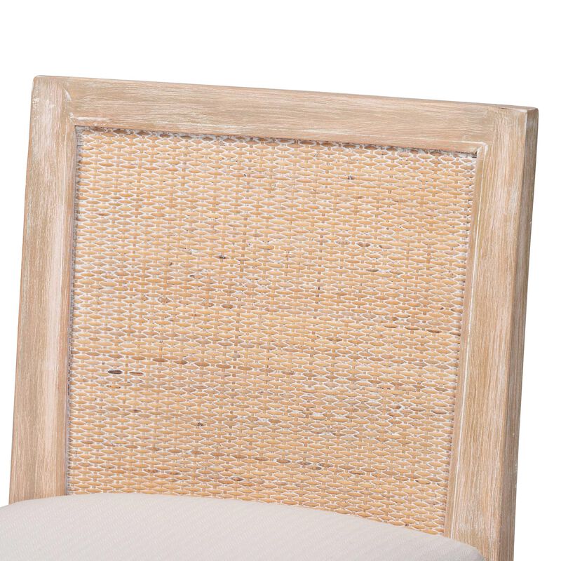 bali & pari Ashford Whitewash Rattan Counter Stool - Mahogany Wood Frame with Handwoven Wicker Backrest and Braided Rope Inserts for Coastal Kitchen image number 4