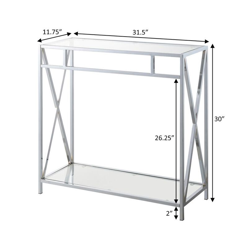 Convenience Concepts Oxford Chrome Glass Hall Table with Shelf