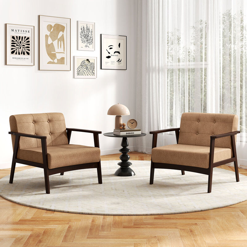 Living Room Accent Chair with Solid Rubber Wood Frame and Comfortable Armrests image number 3