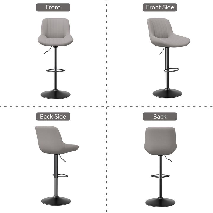 Swivel Bar Stools Set of 2, Upholstered Counter Height Bar Stools with Back and Footrest, 360 Degree Swivel Kitchen Island Chairs, Modern Barstools for Kitchen Counter, Home Bar, Dining