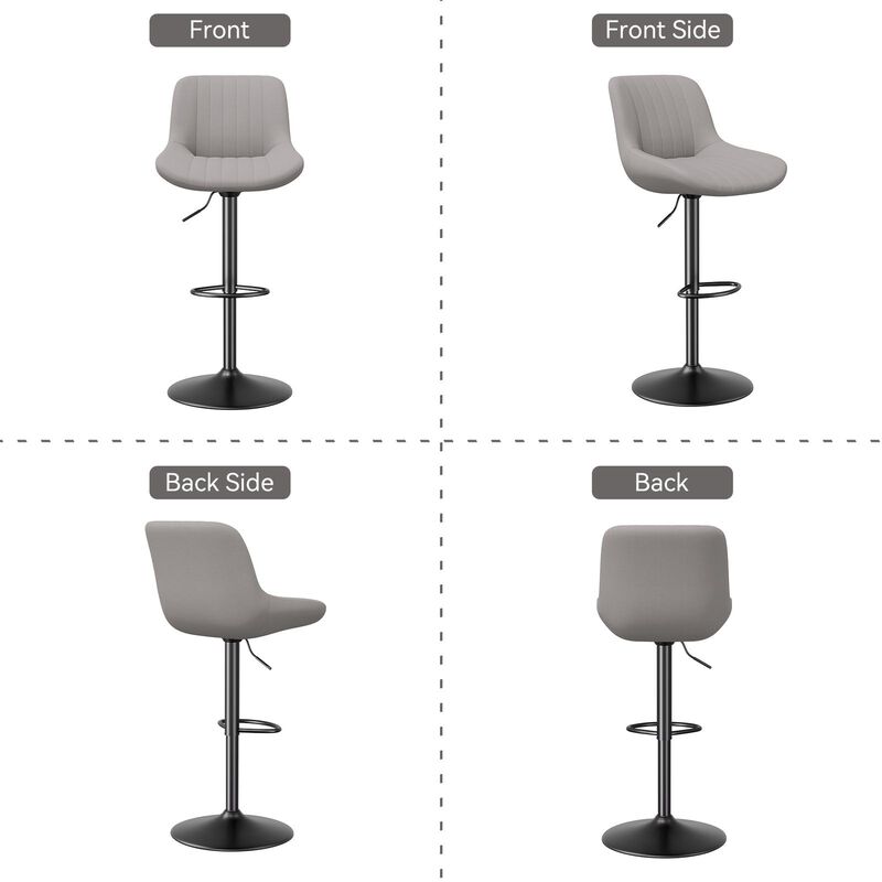 Swivel Bar Stools Set of 2, Upholstered Counter Height Bar Stools with Back and Footrest, 360 Degree Swivel Kitchen Island Chairs, Modern Barstools for Kitchen Counter, Home Bar, Dining image number 1