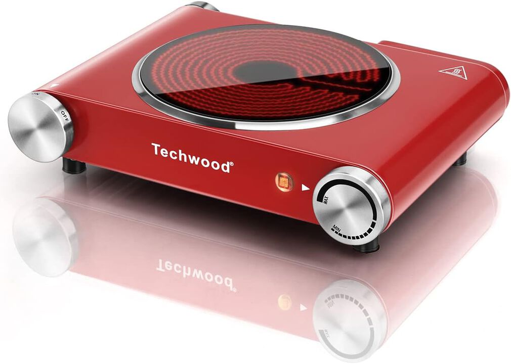 Techwood Single Burner for Cooking, 1200W Portable Infrared Ceramic Electric Stove with Adjustable Temperature, 7.1&rdquo; Cooktop for Home/RV/Camp