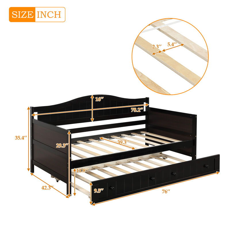 Merax Wooden Daybed with Trundle Bed image number 9