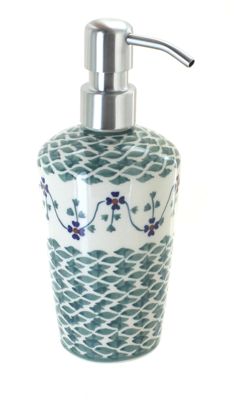 Blue Rose Polish Pottery Periwinkle Soap Dispenser