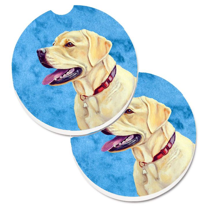 Caroline's Treasures Blue Labrador Set of 2 Cup Holder Car Coasters LH9383BUCARC, 2.56, Multicolor
