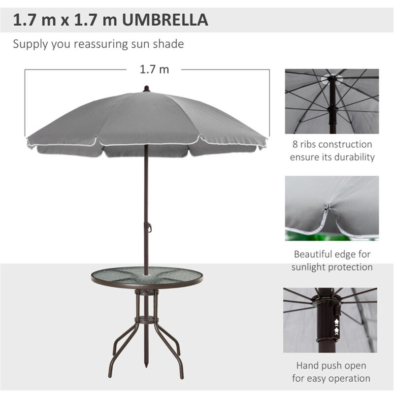 Outdoor Dining Table and Chair Set with Umbrella for Patio and Backyard