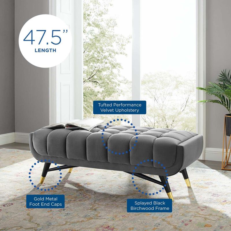 Modway Adept 47.5" Performance Velvet Bench in Gray image number 7