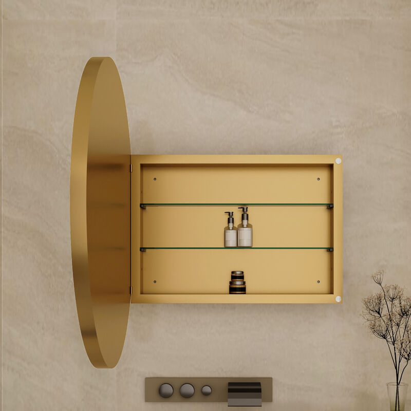 ELEMENT ACE Modern Round Metal Medicine Cabinet with Adjustable Shelves - Elegant Bathroom Storage Solution image number 3