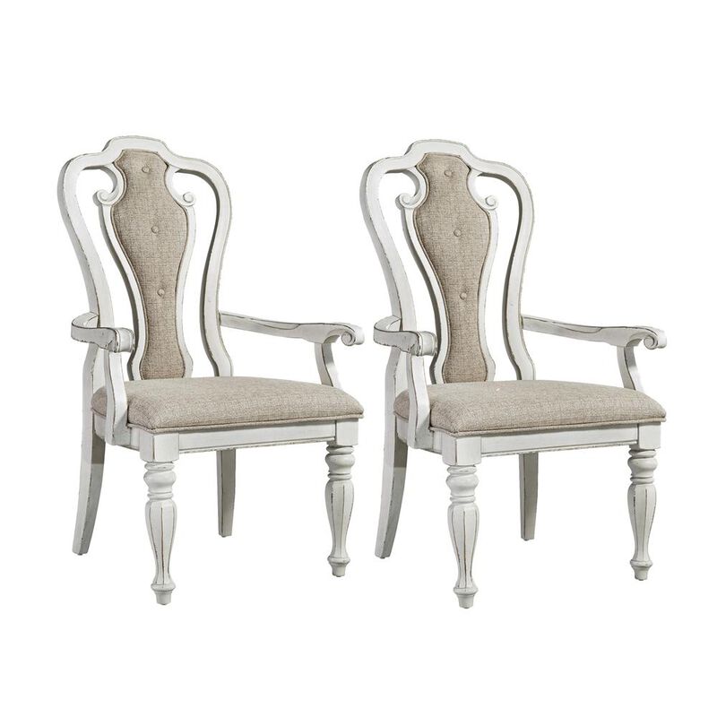 Liberty Furniture Magnolia Manor Splat Back Arm Chair (RTA) - Set of 2 in Weathered Bisque image number 0