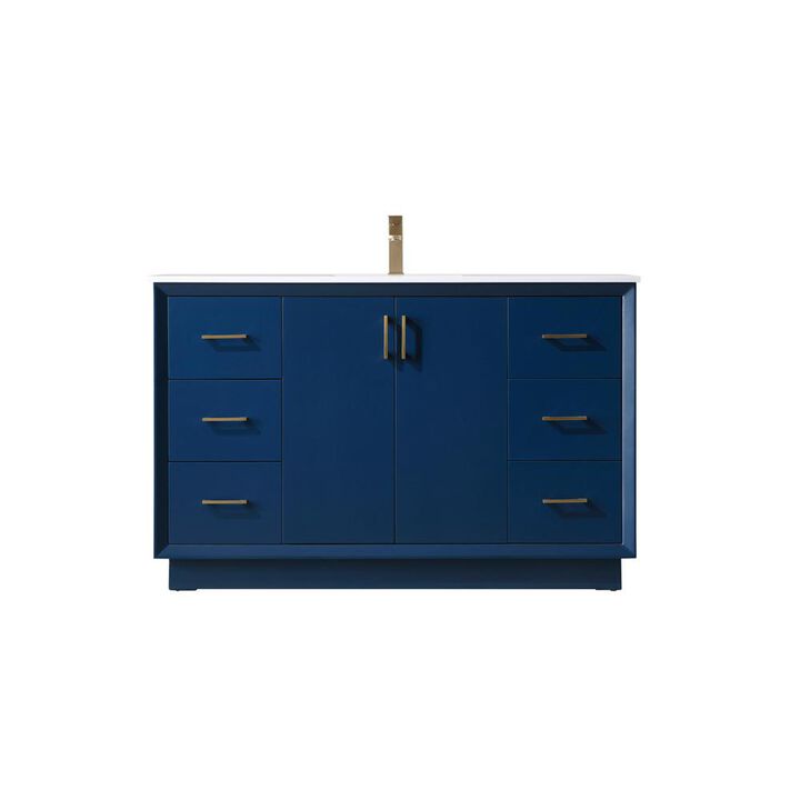 Elegant Kitchen and Bath 54 Inch SIngle Bathroom Vanity In Blue