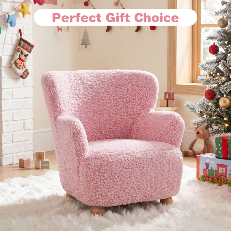 Toddler Sherpa Sofa Chair with Sturdy Rubber Wood Legs image number 4