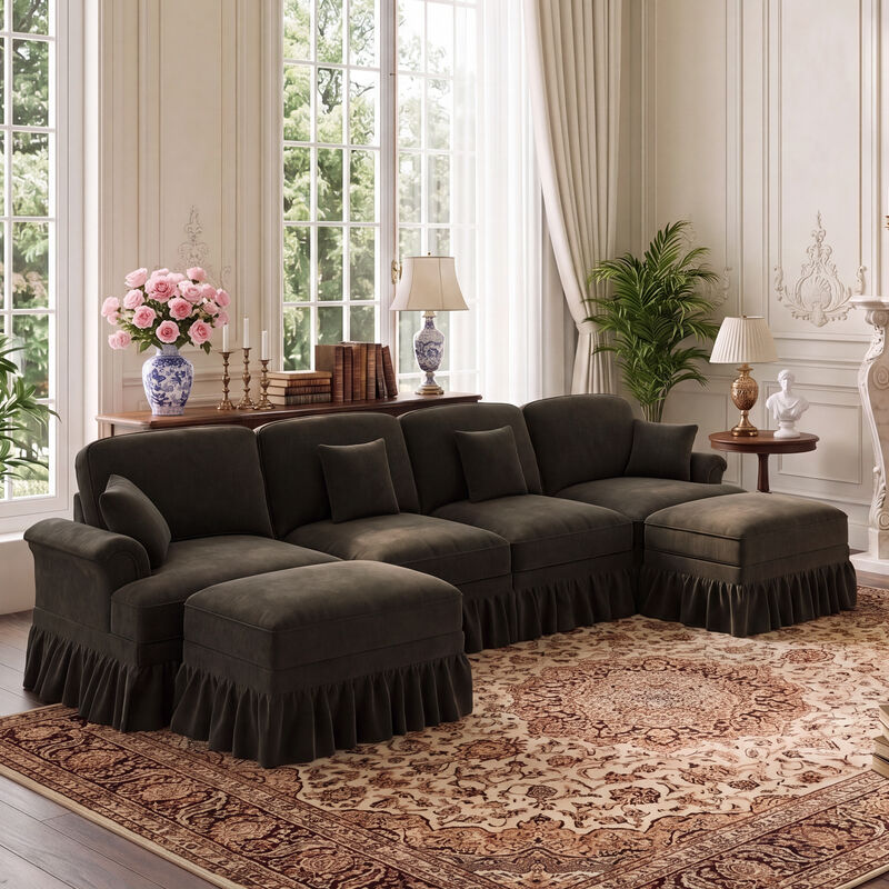 Nidjuk Classic U Shape 4 Seater Modular Sectional Sofa image number 2