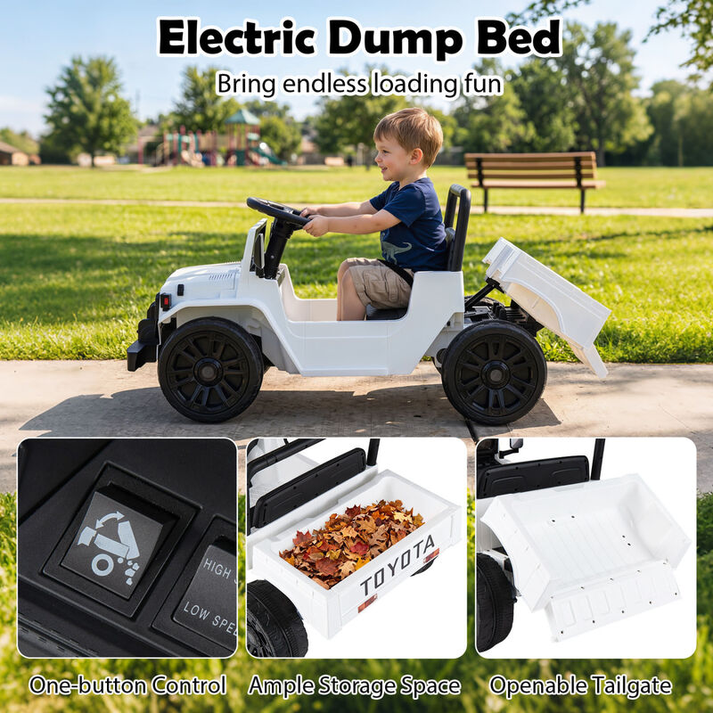 Kids Ride On Truck 12V Electric Vehicle with Dump Bed and Music for Backyard image number 7