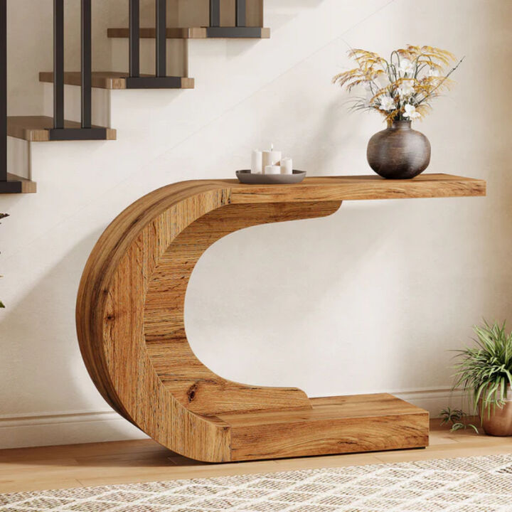 43" Entryway Console Table, Modern C-Shaped Accent