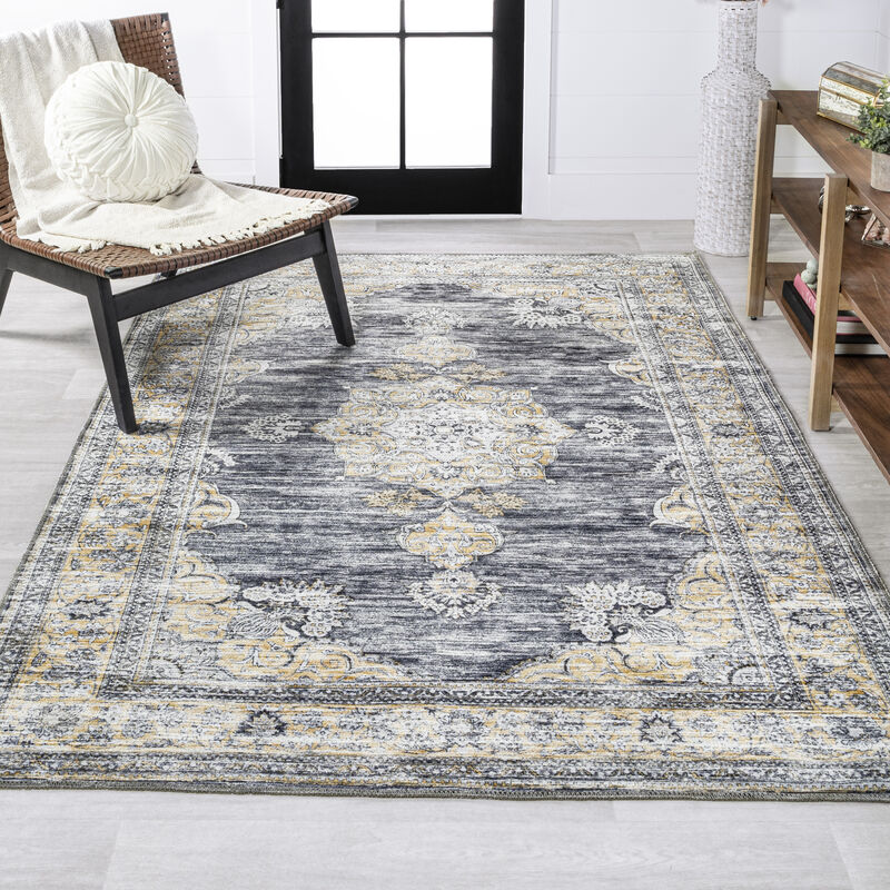 Bausch Bohemian Distressed Chenille Machine-Washable Dark Gray/Blue