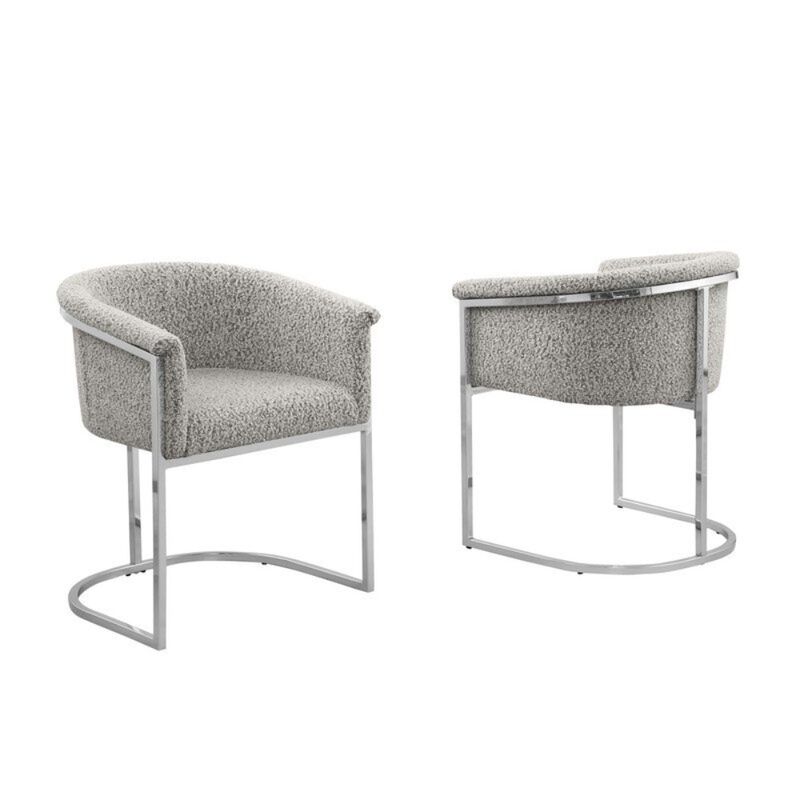 Best Quality Furniture Best Quality Teddy Boucle In Rich Gray Side Chair - Set Of 2