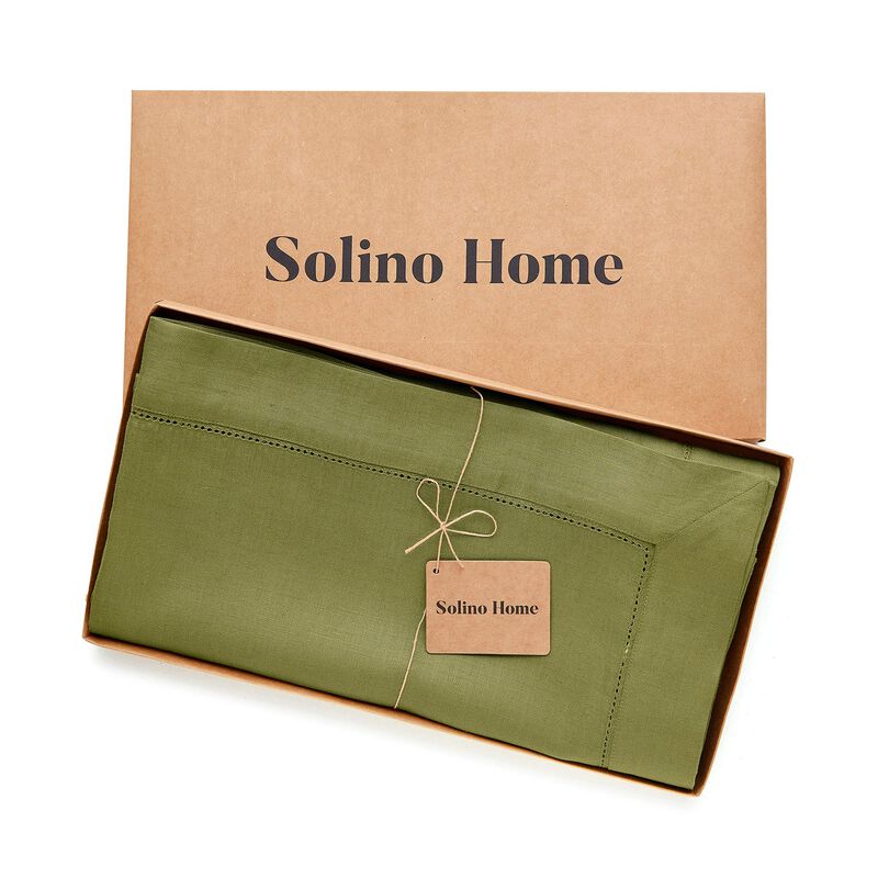 Solino Home 100% Pure Linen Tablecloth - Classic Hemstitch